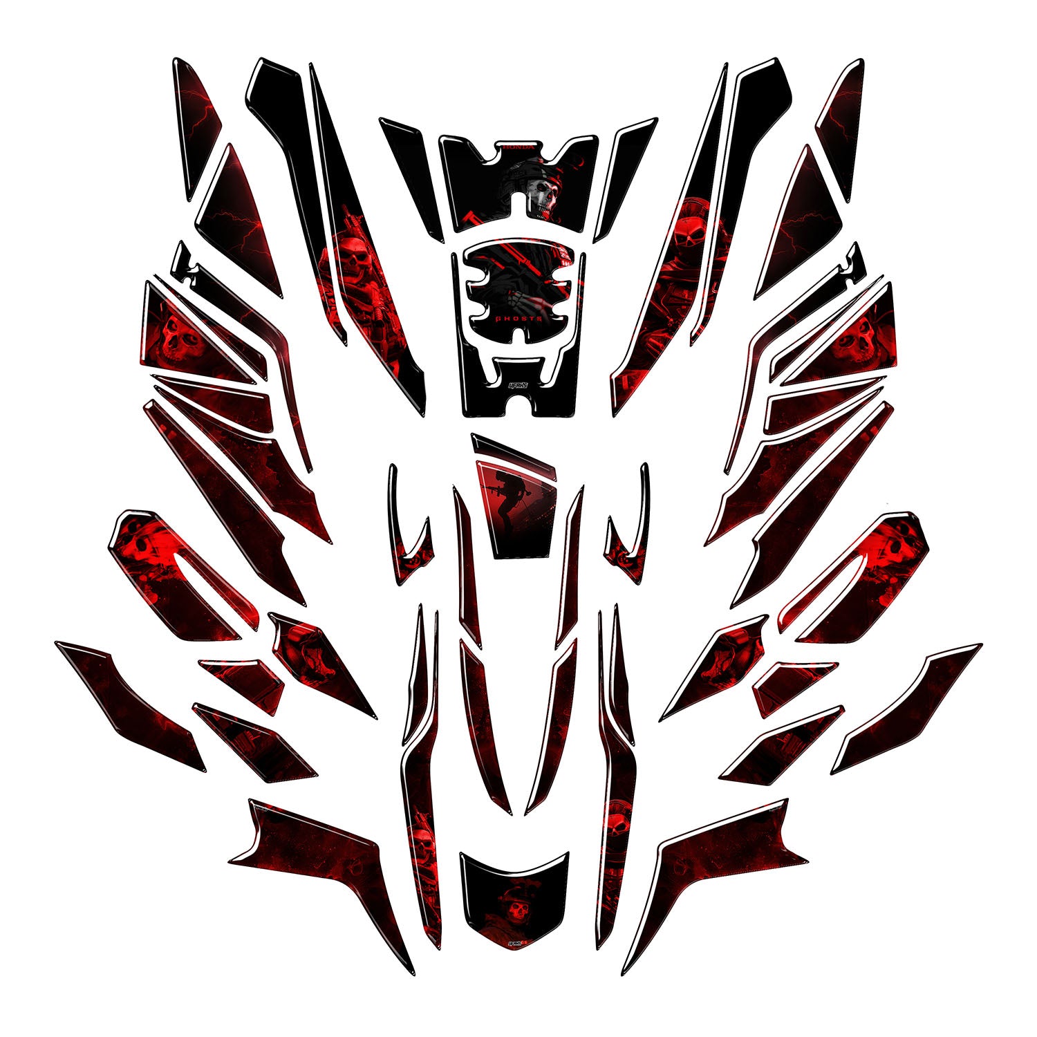 Honda PCX Ghost Tank Pad Set (2025) #renk_hellfire #set_tam koruma set
