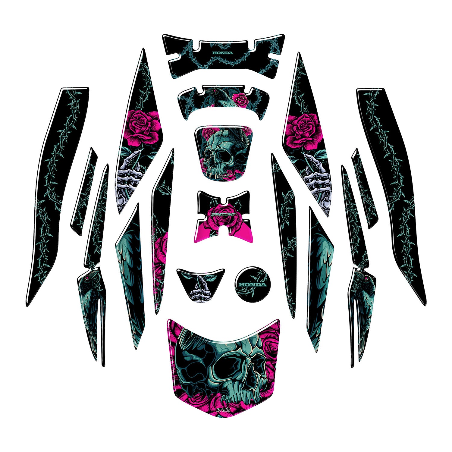 Honda PCX Raven & Rose Tank Pad Set (2018-2020)