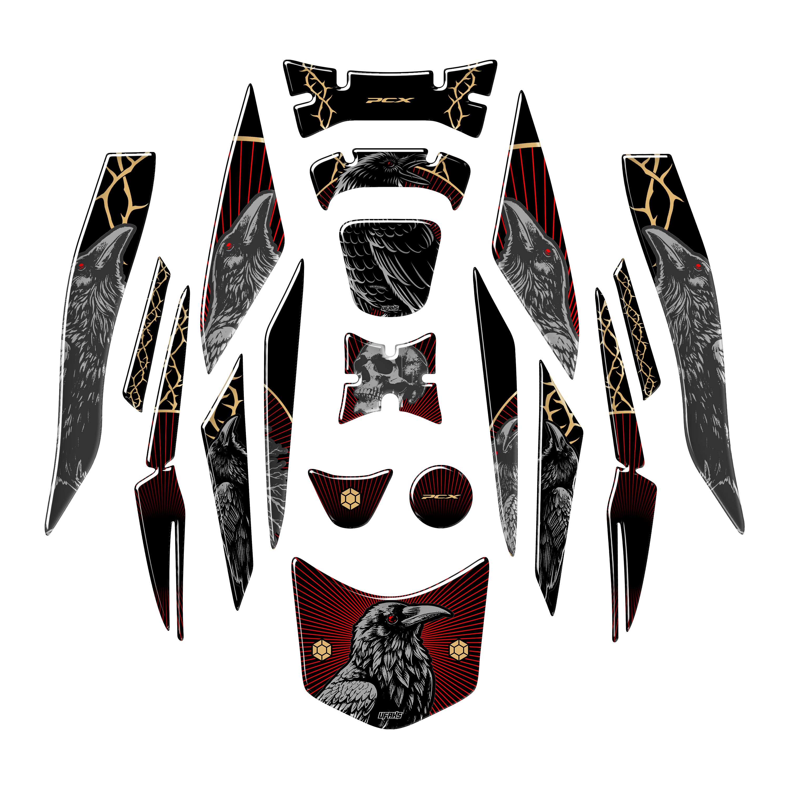 Honda PCX Scarlet Wing Tank Pad Set (2018-2020)