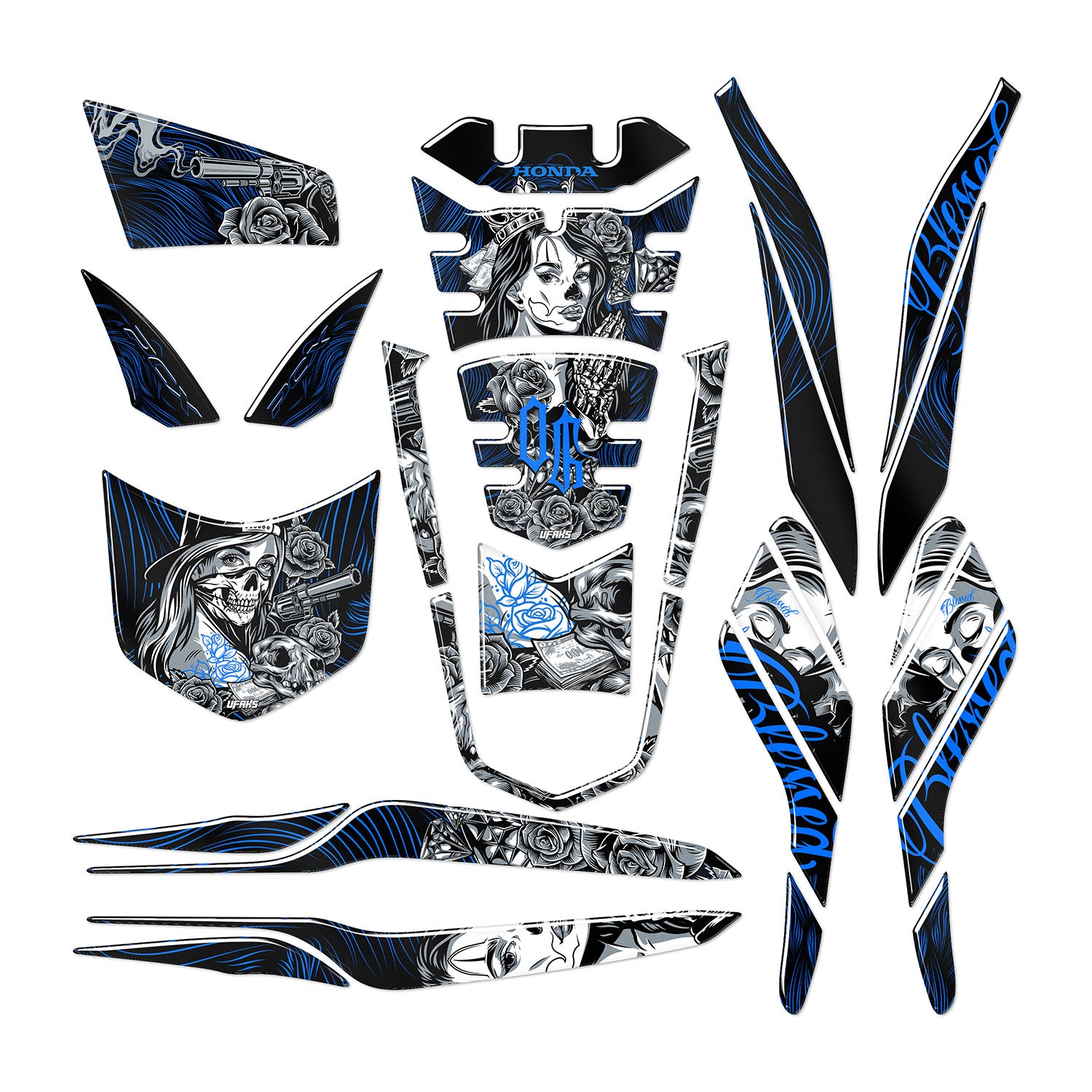 Honda PCX Shadow Queen Tank Pad Set (2021-2024) #renk_mavi