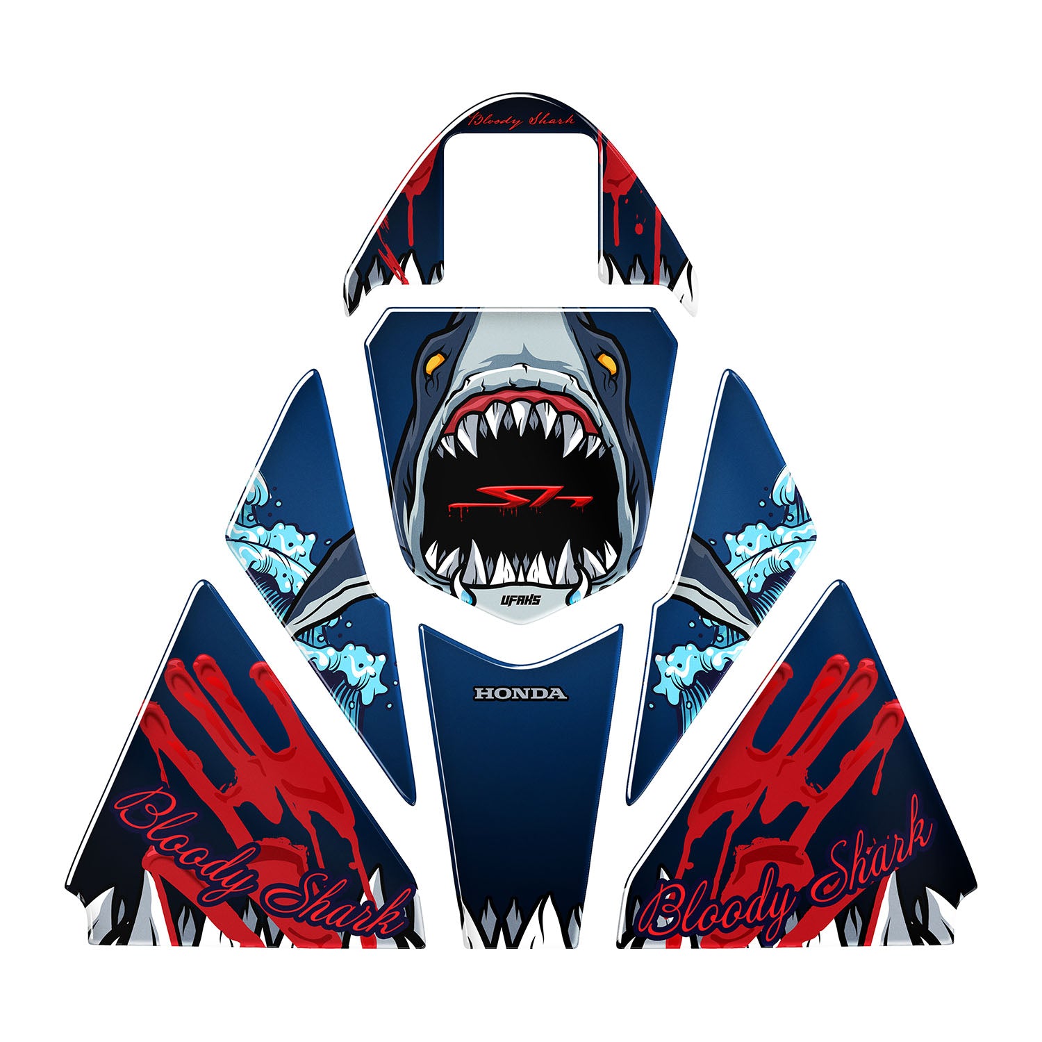Honda SH 125 Angry Bloody Shark Tank Pad Seti