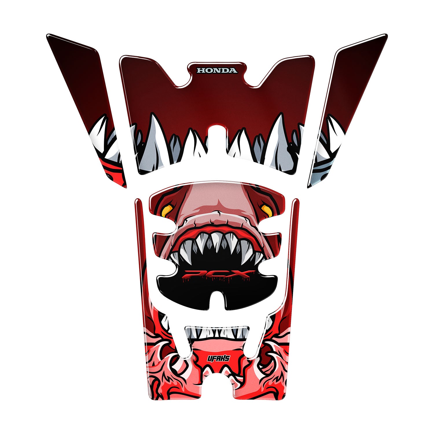 Honda PCX Angry Bloody Shark Tank Pad Set (2025) #set_depo pad #renk_kırmızı