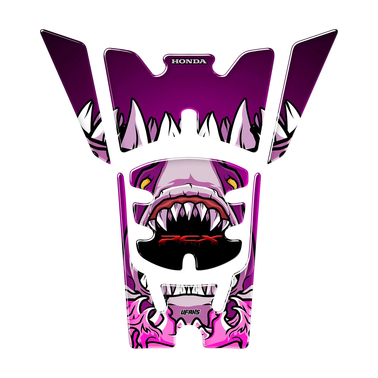 Honda PCX Angry Bloody Shark Tank Pad Set (2025) #set_depo pad #renk_pembe