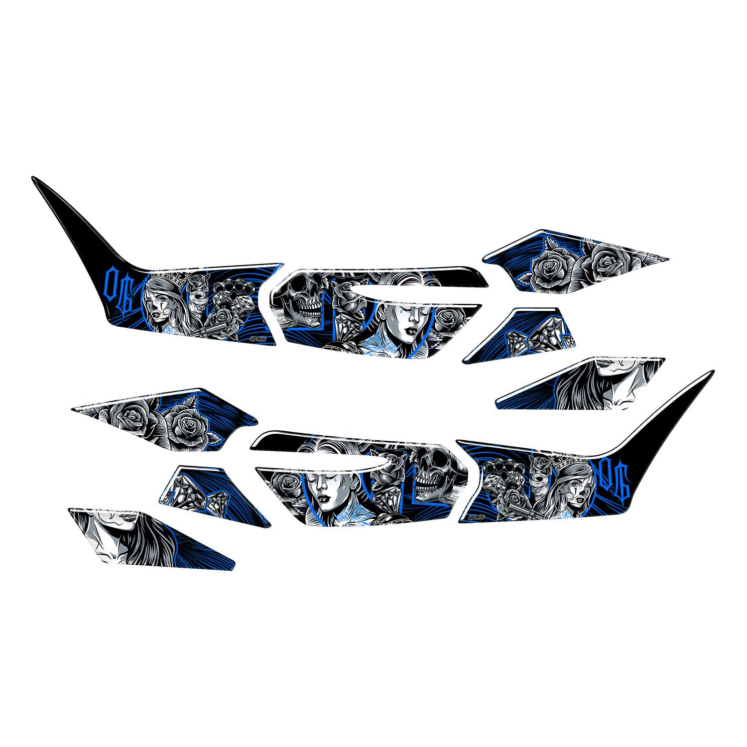 Honda PCX Shadow Queen Tank Pad Set (2025) #renk_mavi #set_yan pad set