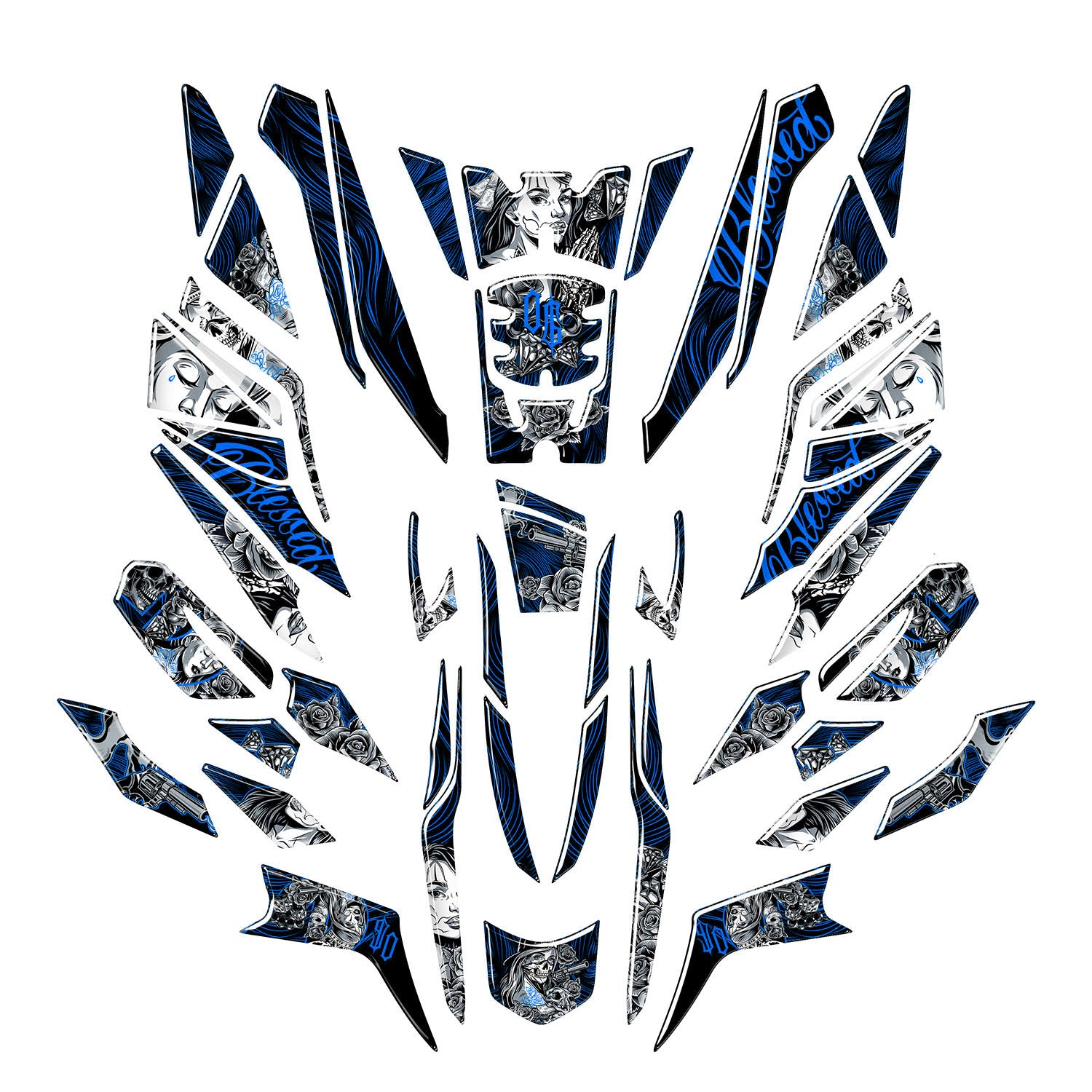 Honda PCX Shadow Queen Tank Pad Set (2025) #renk_mavi #set_tam koruma set