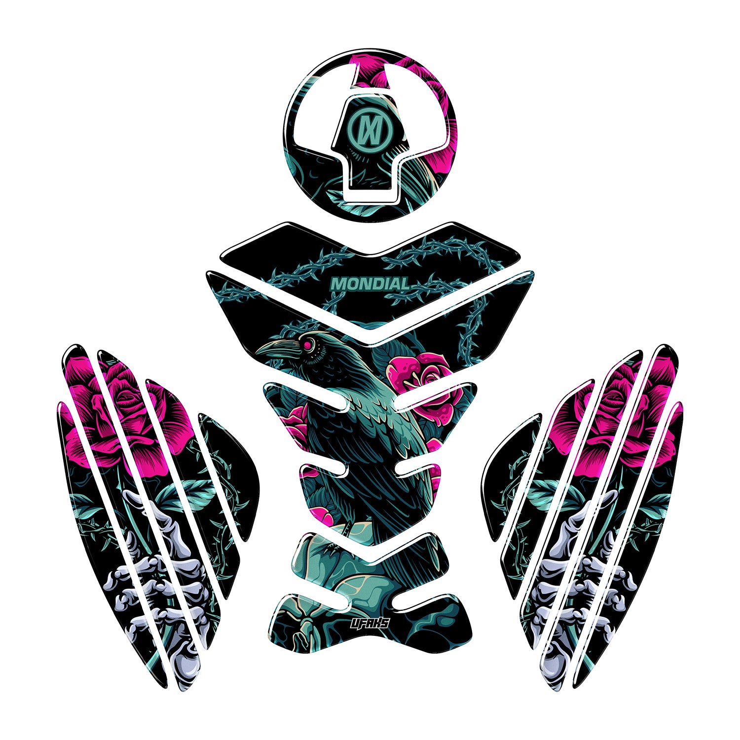 Mondial 125 Drift L Raven & Rose Tank Pad Seti