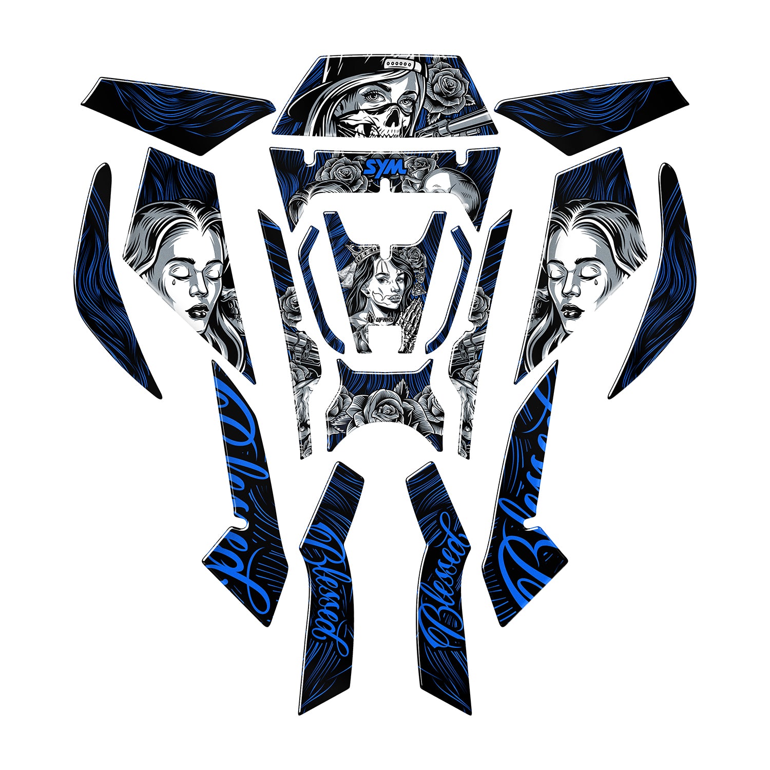 SYM ADX 125 Shadow Queen Tank Pad Seti (2023-2024) #renk_mavi