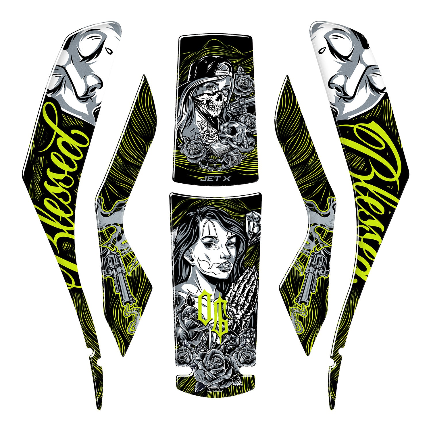 SYM Jet X 125 Shadow Queen Tank Pad Seti #renk_florasan sarı