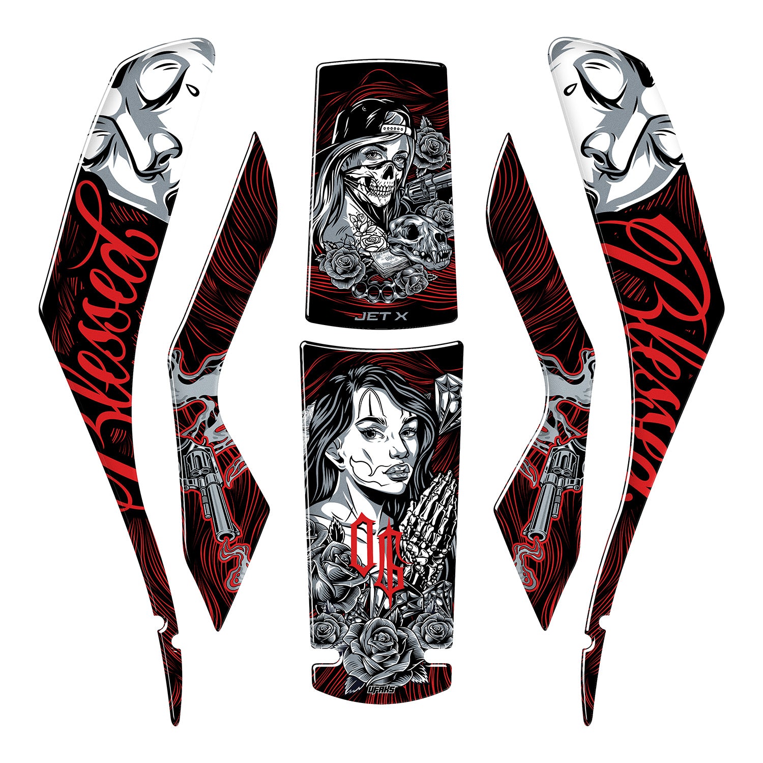 SYM Jet X 125 Shadow Queen Tank Pad Seti #renk_kırmızı