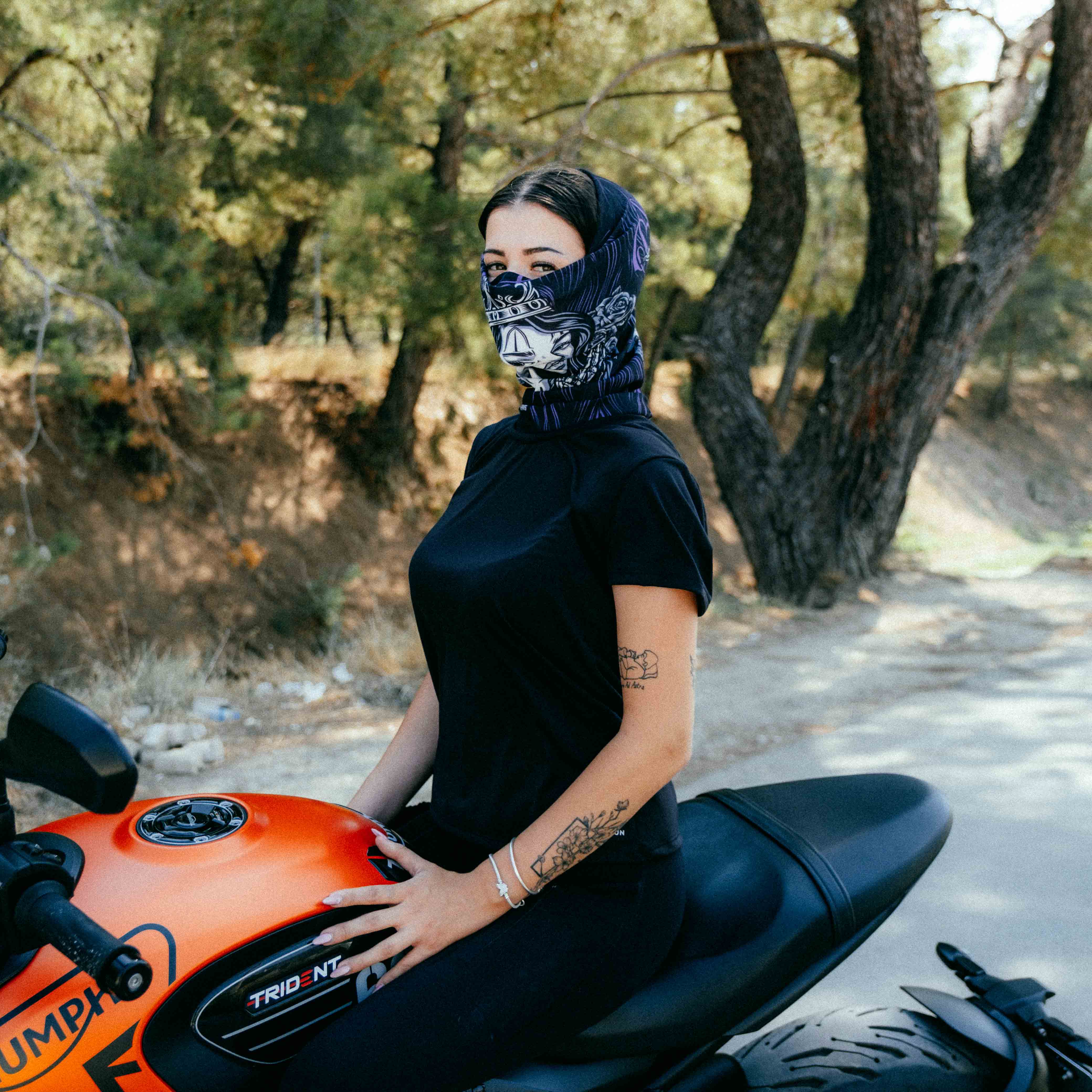 Shadow Queen Desenli Buff Bandana #renk_mor