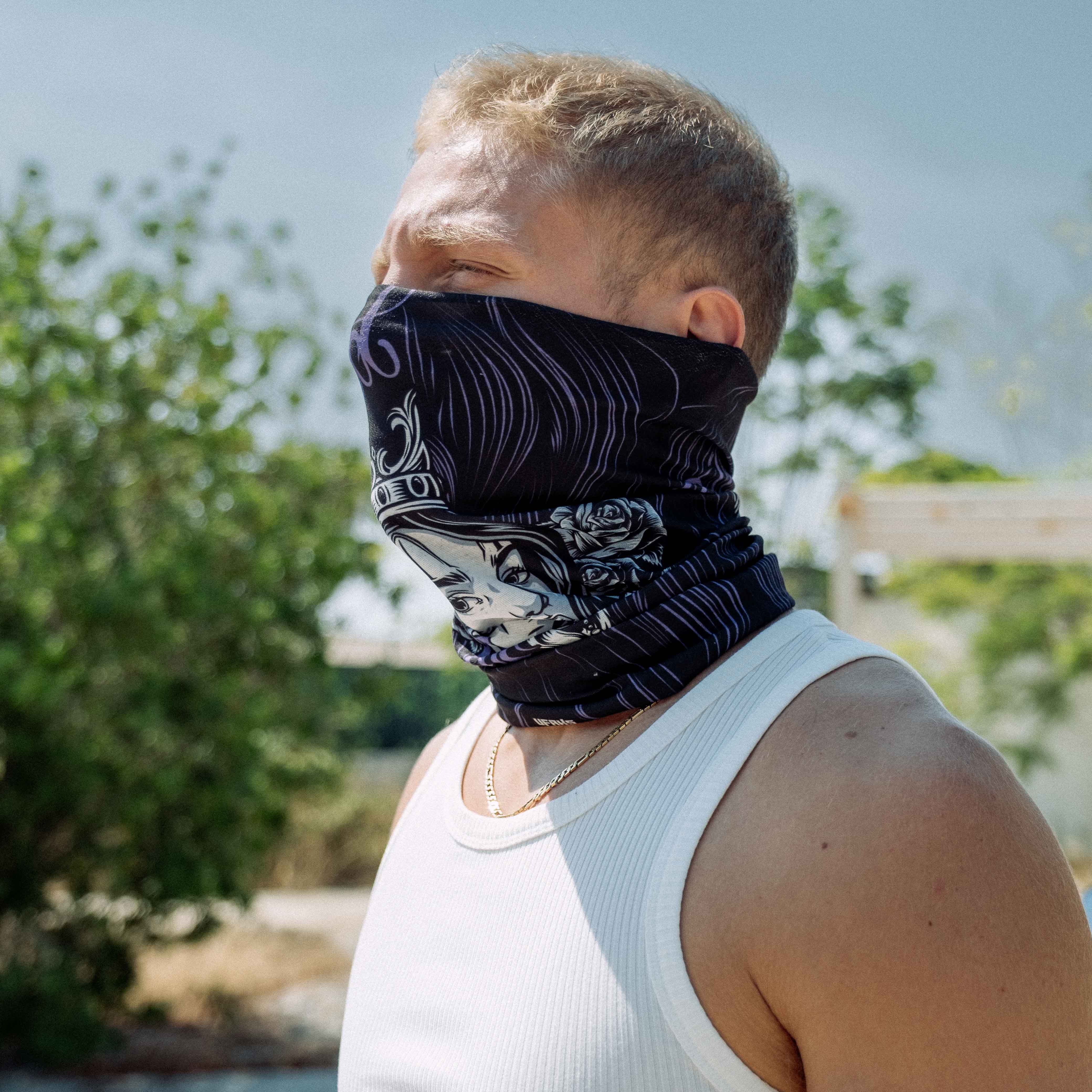 Shadow Queen Desenli Buff Bandana #renk_mor