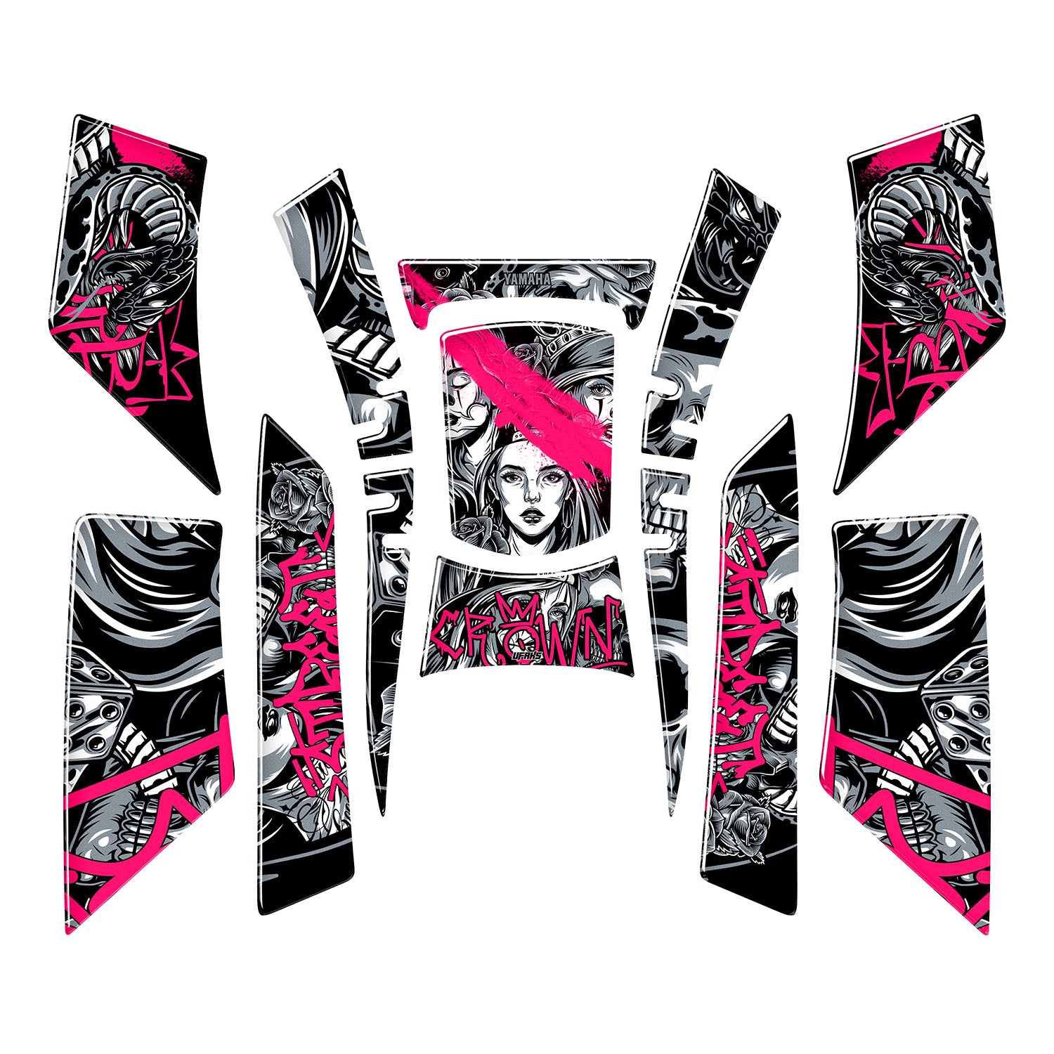 Yamaha NMAX Barrio Divas Full Tank Pad Set (2021-2024) #renk_florasan pembe