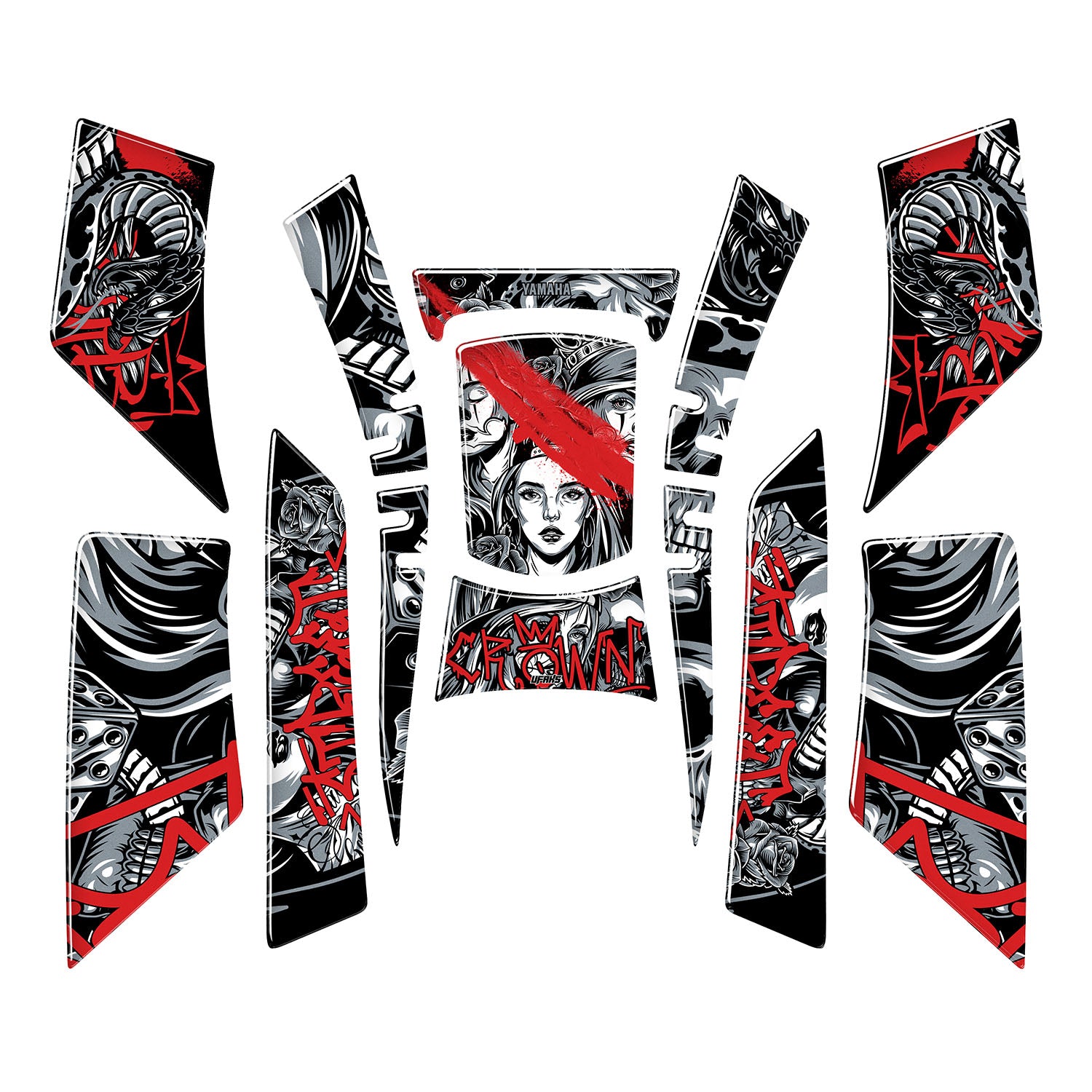 Yamaha NMAX Barrio Divas Full Tank Pad Set (2021-2024) #renk_kırmızı