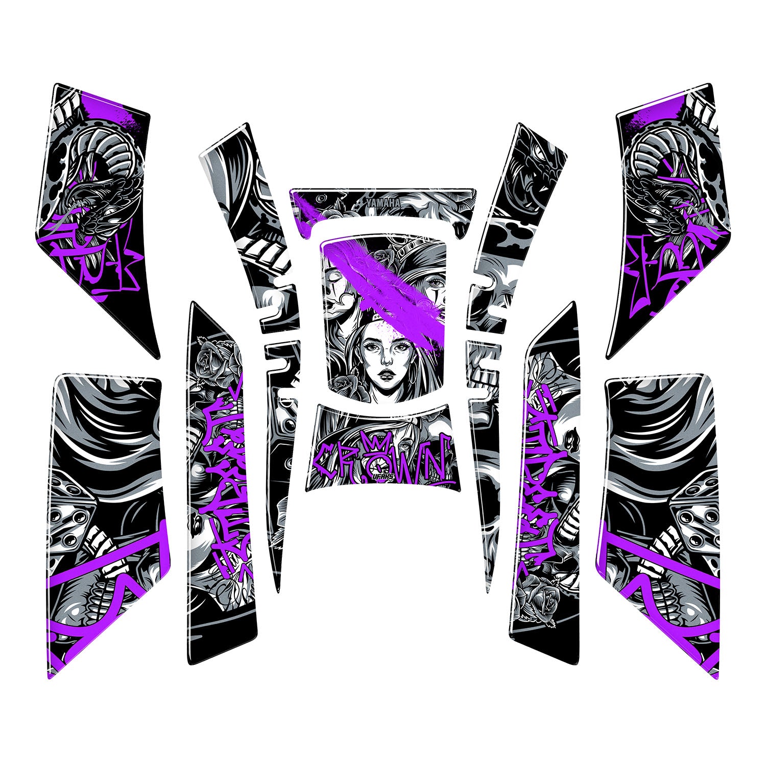 Yamaha NMAX Barrio Divas Full Tank Pad Set (2021-2024) #renk_mor