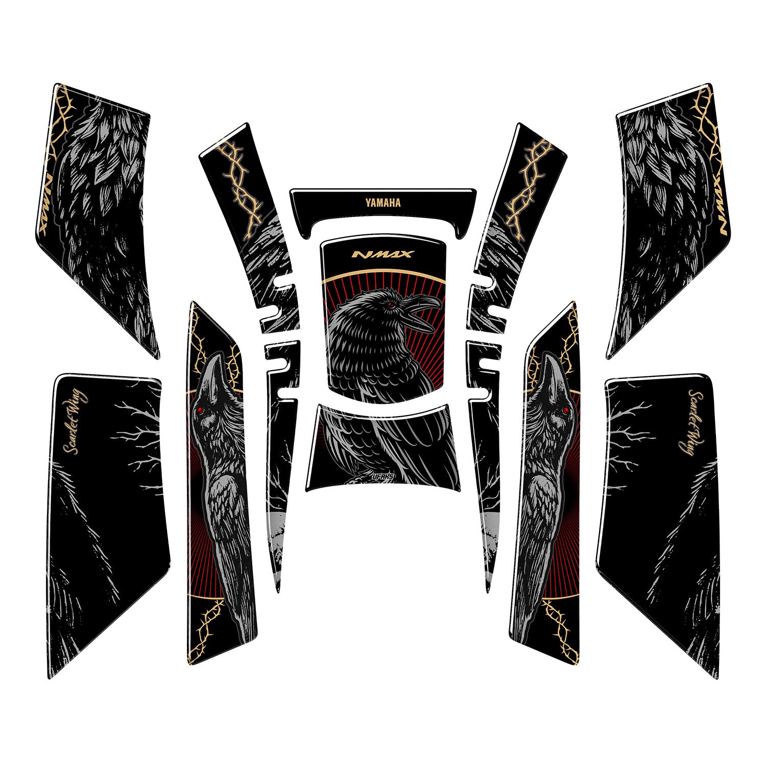 Yamaha NMAX Scarlet Wing Full Tank Pad Set (2021-2024)