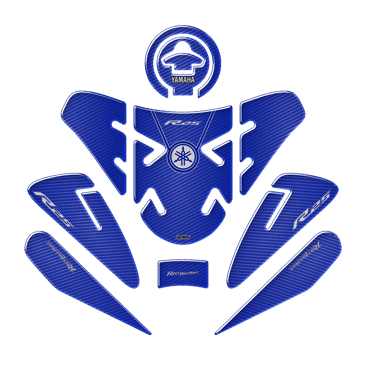 Yamaha R25 Lacivert Karbon Zeminli Tank Pad Set (2025-2026)