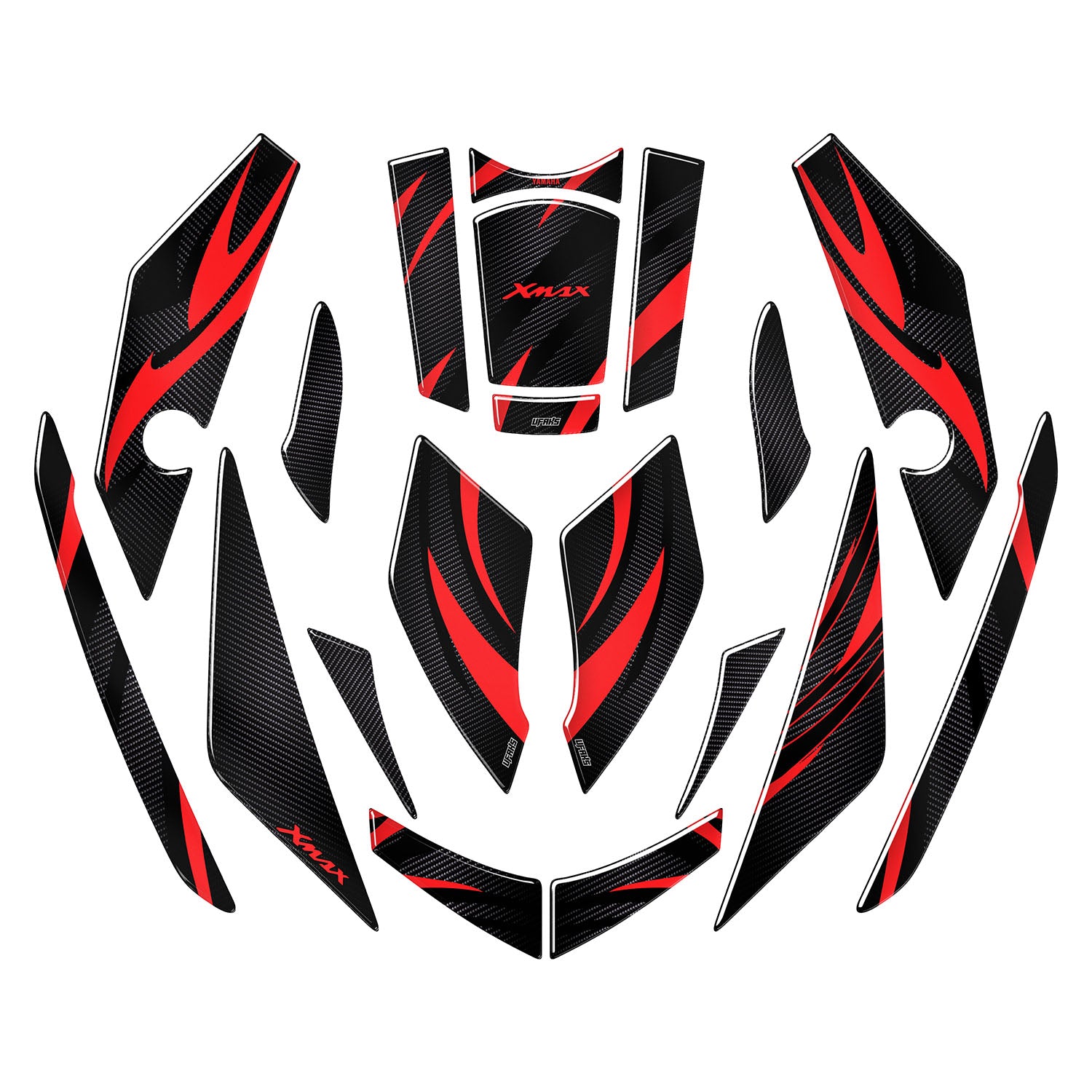 Yamaha XMAX Aesthetic Lines Tank Pad Set (2023-2024) #renk_kırmızı