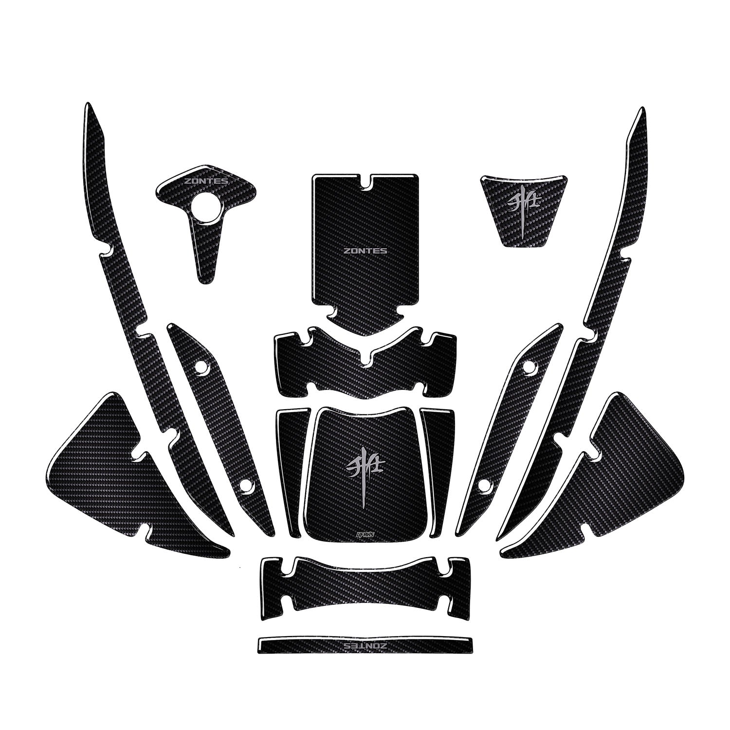 Zontes ZT250T-E Karbon Tasarımlı Tank Pad Set (2024-2025) #set_tank pad set