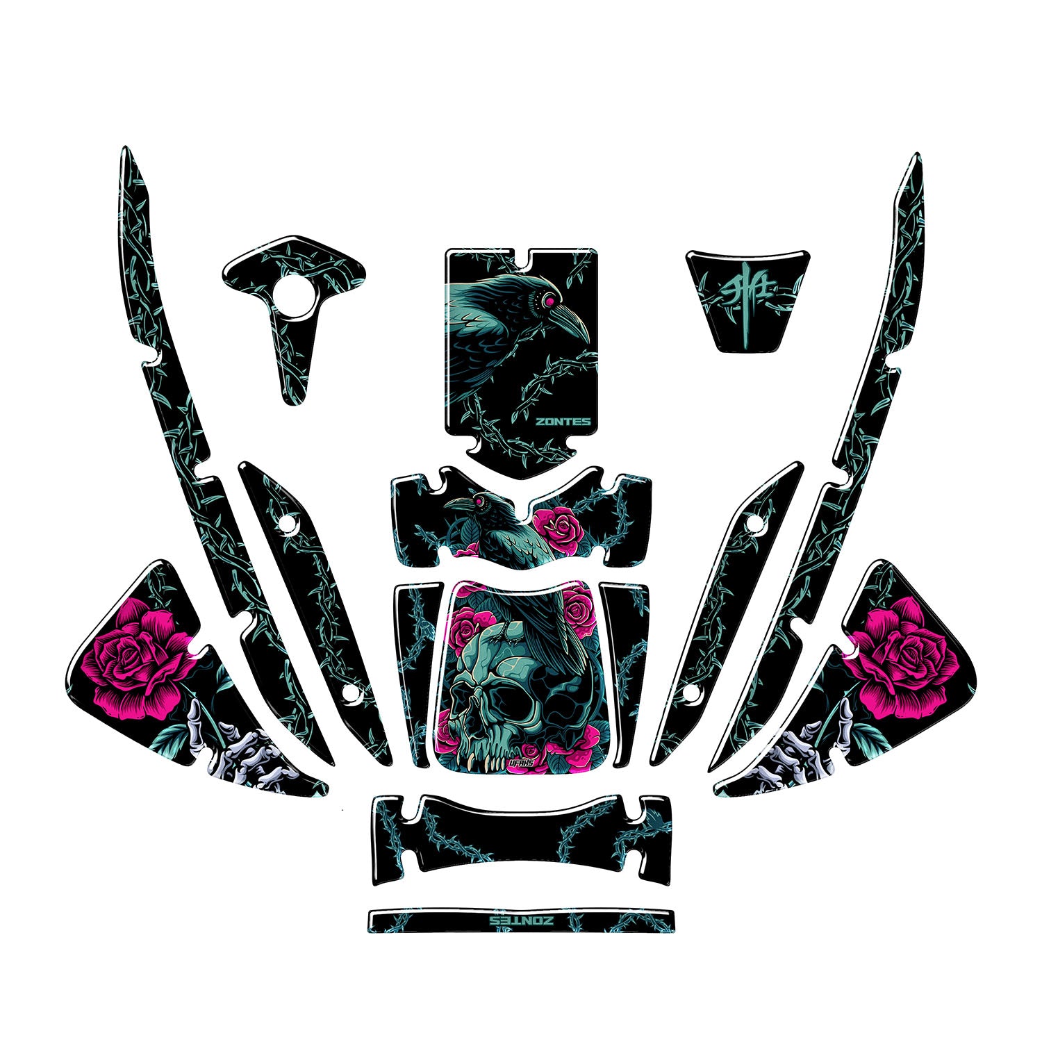 Zontes ZT250T-E Raven & Rose Tank Pad Set (2024-2025) #set_tank pad set