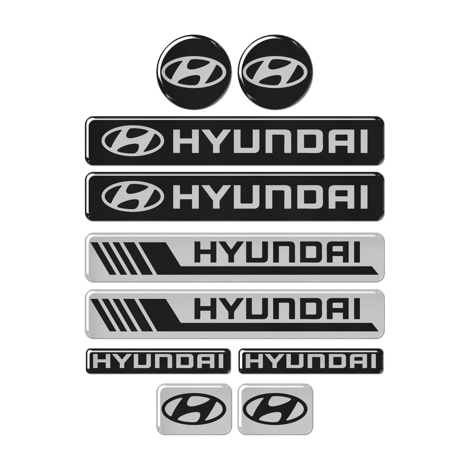 Hyundai 3D Sticker Seti Gümüş (10 Parça)