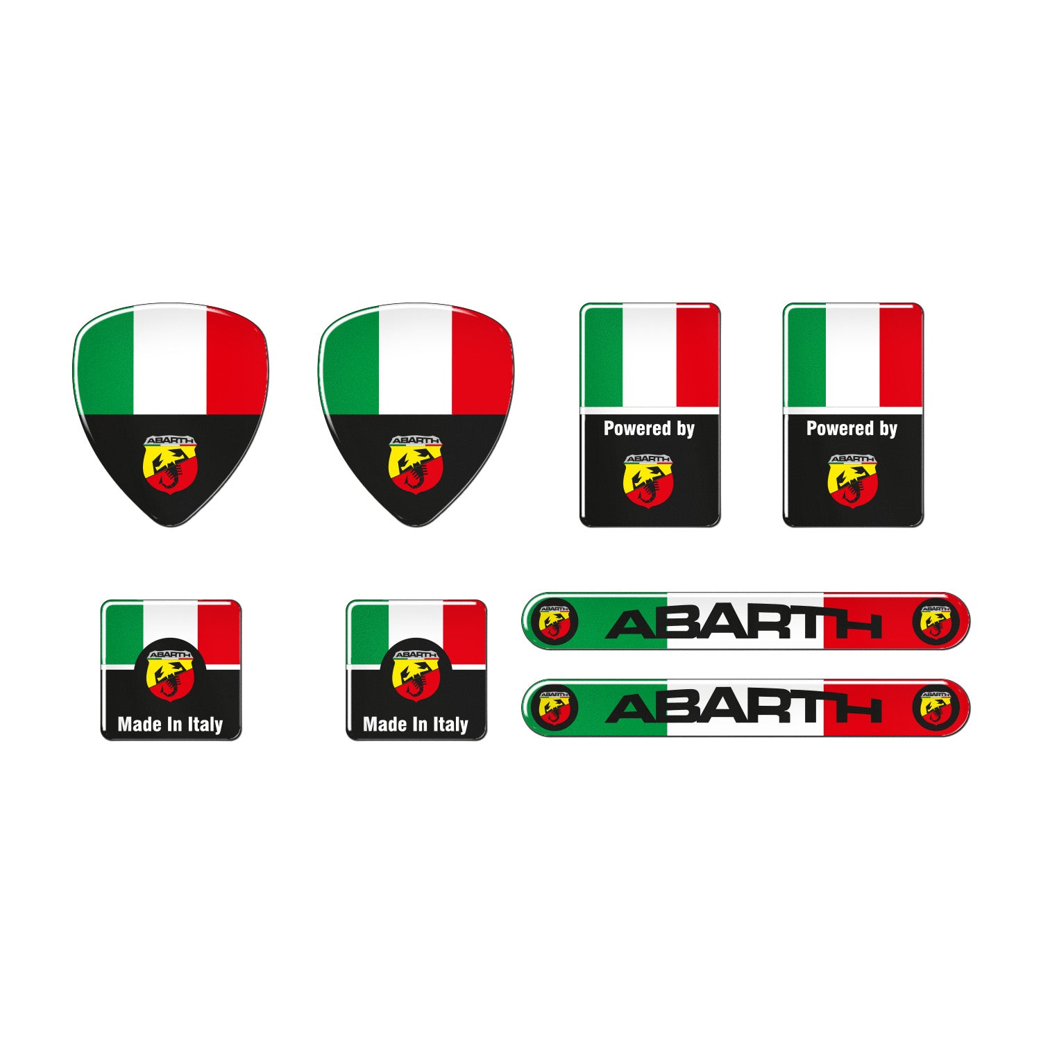 Abarth İtalya 8 Parça 3D Damla Sticker Set